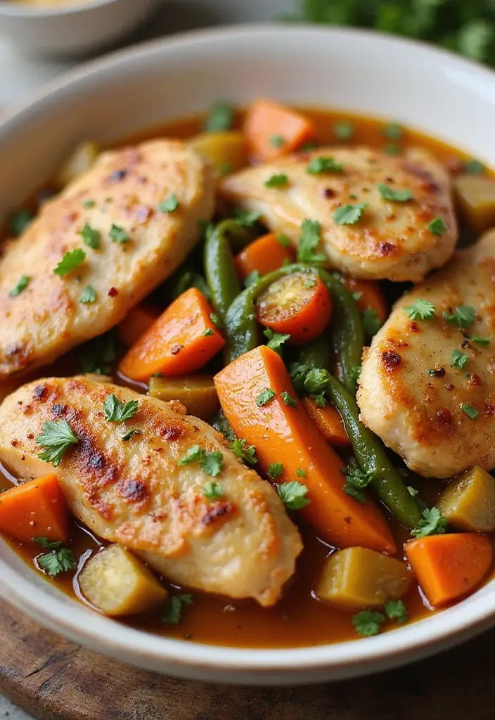 25 Air Fryer Chicken Meals for Family Dinners - 21. Chicken and Vegetable Air Fryer Bake