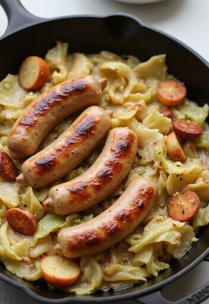 25 Cheap Healthy Family Meals That Everyone Loves - 21. Cabbage and Sausage Skillet