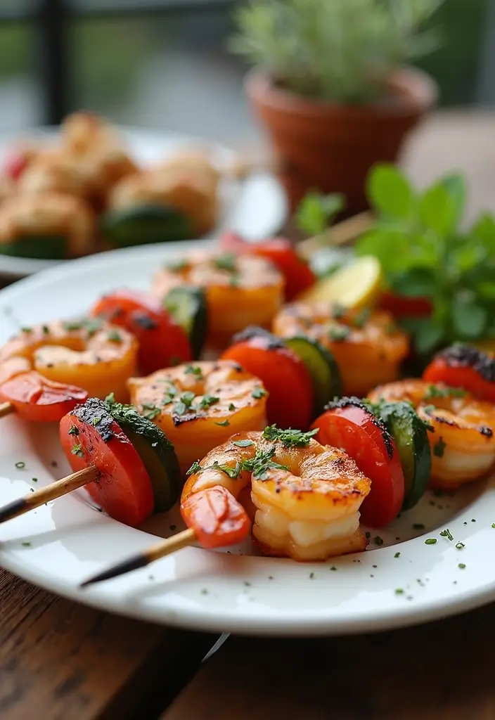 25 Cheap Healthy Meals for a Week for a Family of 4 - 19. Shrimp and Veggie Skewers