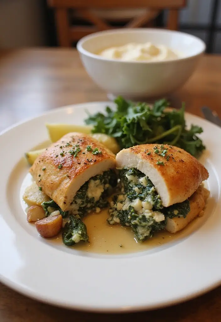 25 Cheap Healthy Meals for a Week for a Family of 4 - 20. Spinach and Feta Stuffed Chicken