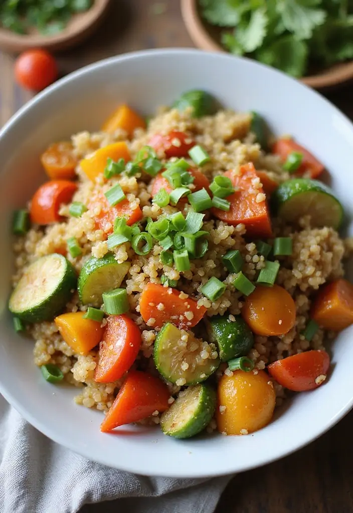 25 Cheap Healthy Meals for a Week for a Family of 4 - 23. Vegetable Fried Quinoa