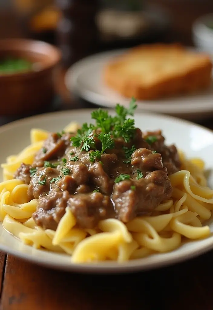 25 Cheap Large Family Ground Beef Meals That Stretch Far - 14. Beef Stroganoff
