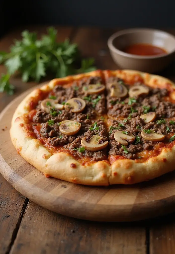 25 Cheap Large Family Ground Beef Meals That Stretch Far - 16. Beef and Mushroom Pizza