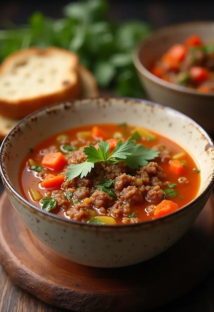 25 Cheap Large Family Ground Beef Meals That Stretch Far - 3. Beefy Vegetable Soup