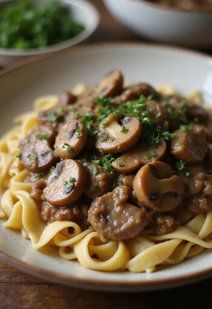 25 Dairy Free Family Crockpot Meal Recipes to Try - 21. Vegan Mushroom Stroganoff