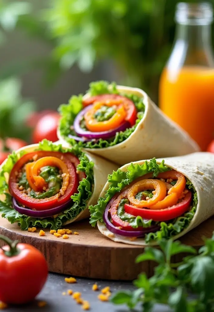 25 Dairy Free Family Crockpot Meal Recipes to Try - 24. Rainbow Veggie Wraps with Hummus