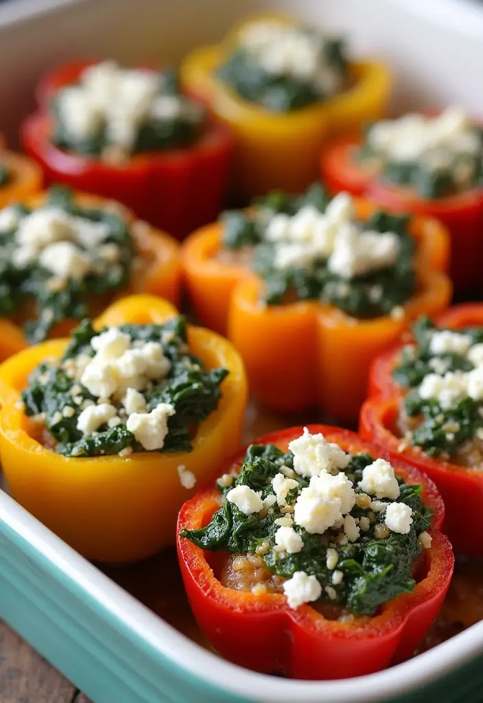25 Dairy Products That Make Family Meals Delicious - 17. Feta and Spinach Stuffed Peppers