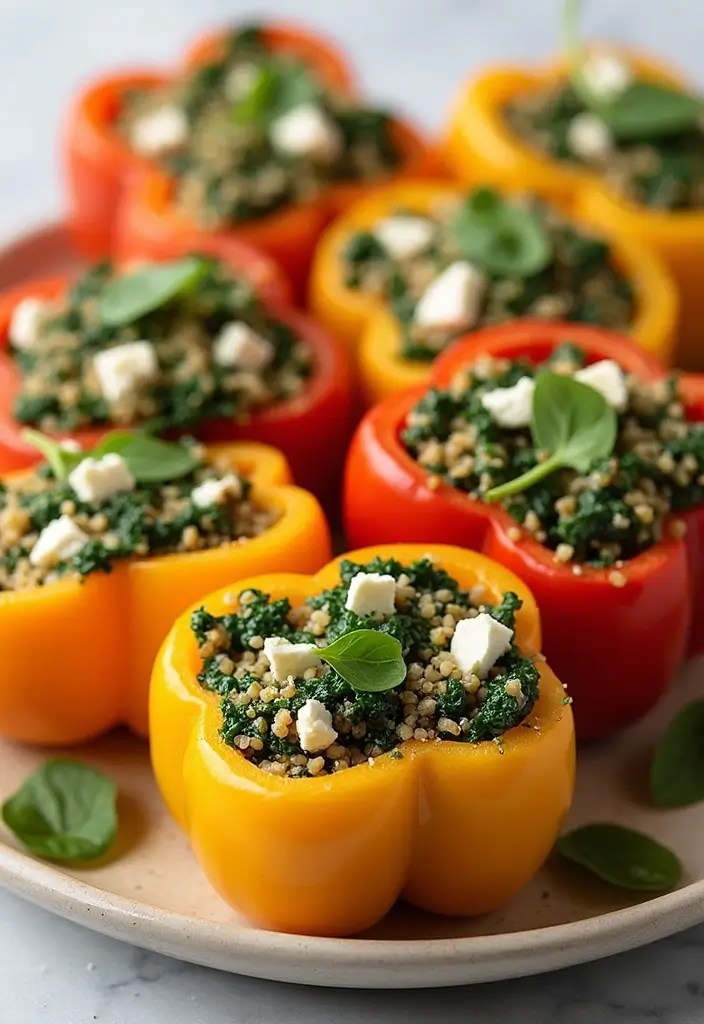 25 Easy Healthy Dinner Recipes for Family on a Budget - 9. Spinach and Feta Stuffed Peppers