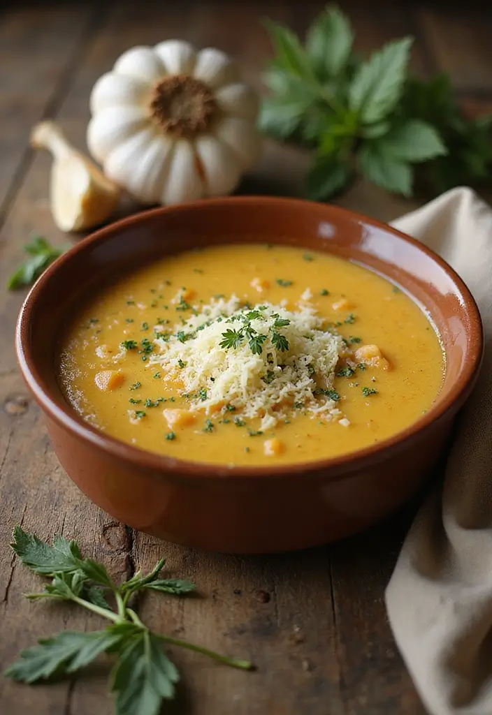25 Easy Meal Ideas for Sick Family Members - 16. Garlic and Parmesan Soup