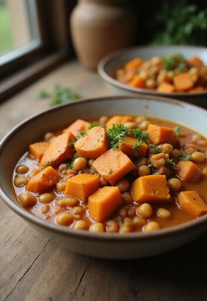 25 Healthy Family Crockpot Meals That Are Easy to Make - 4. Sweet Potato and Chickpea Stew