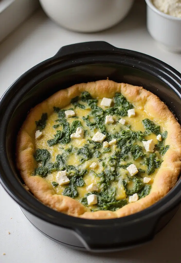 25 Healthy Family Crockpot Meals That Are Easy to Make - 7. Spinach and Feta Quiche