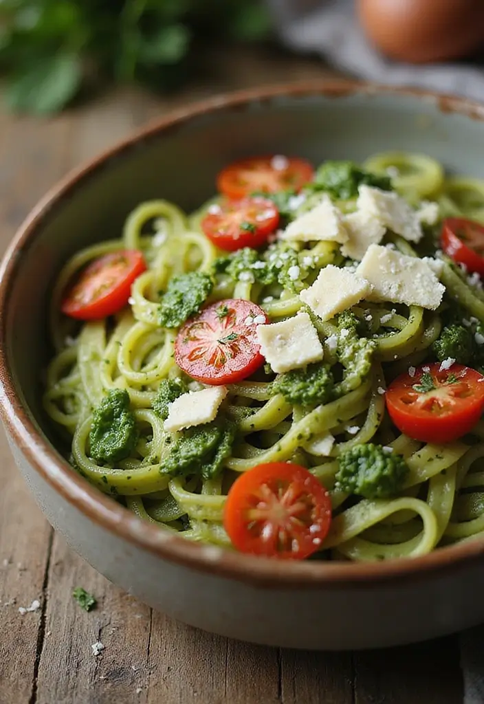 25 Healthy Weeknight Family Meal Recipes Made Easy - 19. One-Pot Pesto Pasta with Vegetables