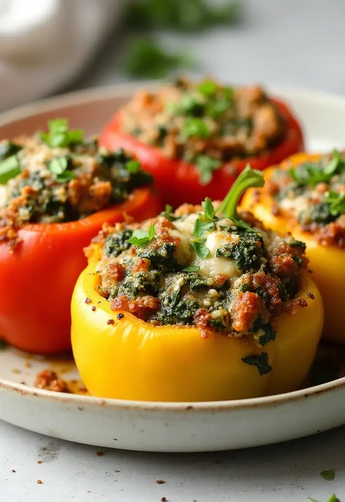 25 Healthy Weeknight Family Meal Recipes Made Easy - 9. Quick Spinach and Feta Stuffed Peppers