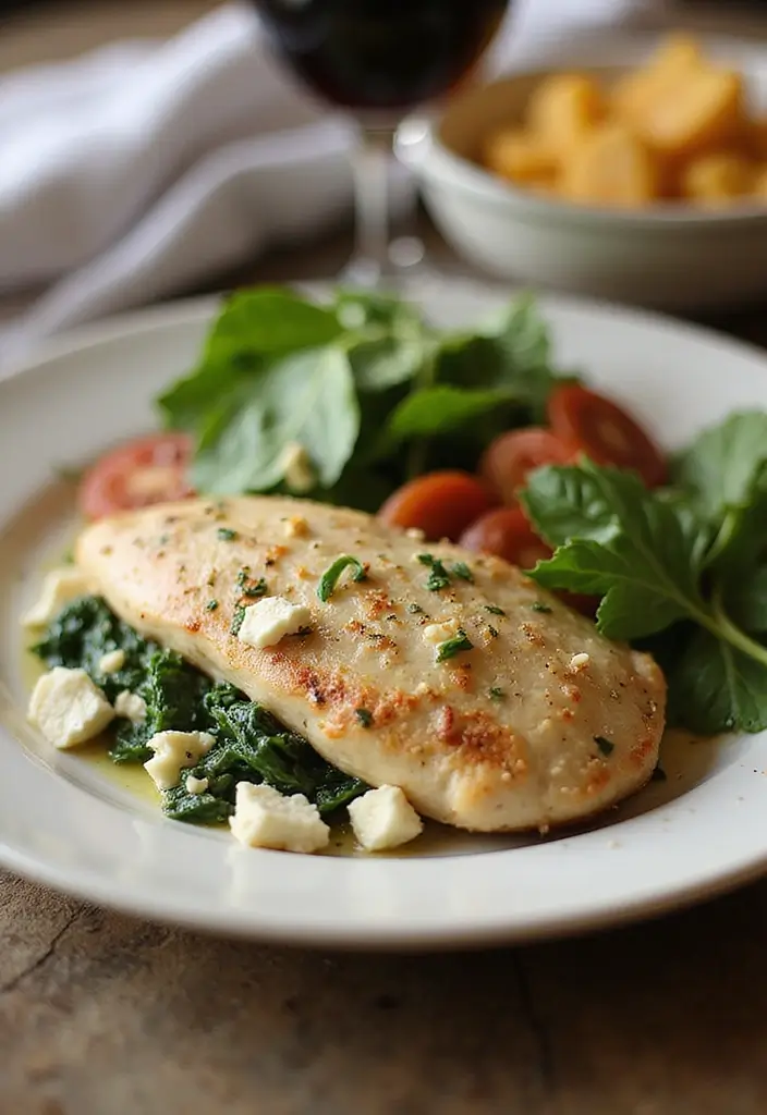 25 High Protein Low Calorie Family Meals for Healthy Living - 22. Spinach and Feta Stuffed Chicken