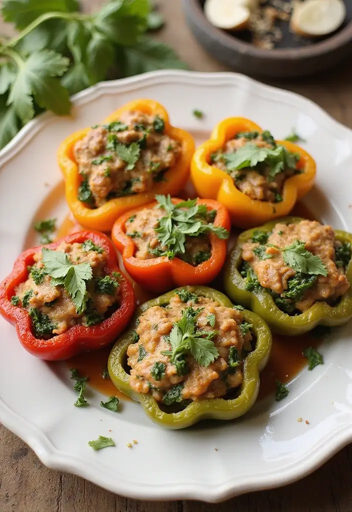 25 High Protein Low Calorie Family Meals for Healthy Living - 3. Turkey & Spinach Stuffed Peppers
