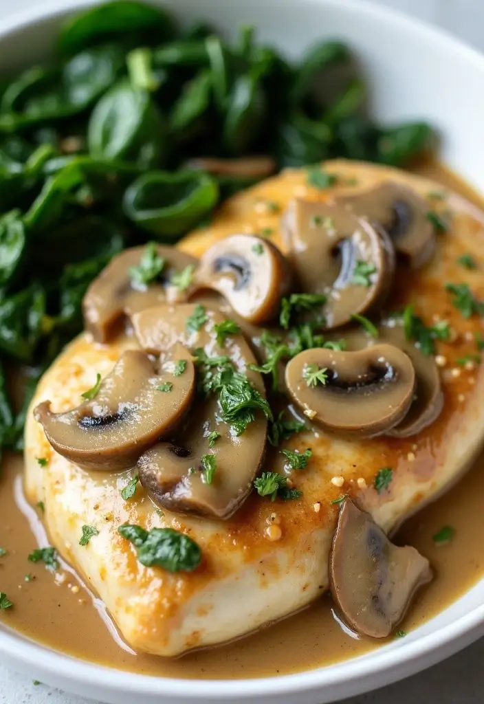 25 Low Carb High Protein Family Meals for Dinner Tonight - 15. Creamy Garlic Mushroom Chicken