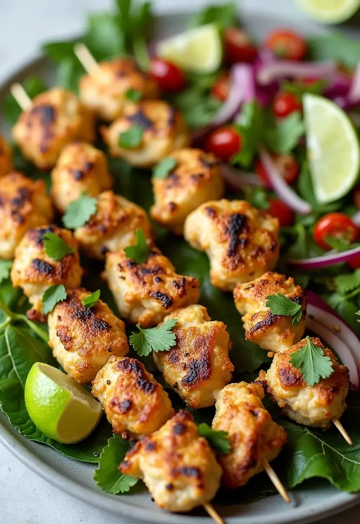 25 Low Carb High Protein Family Meals for Dinner Tonight - 16. Cilantro Lime Chicken Skewers