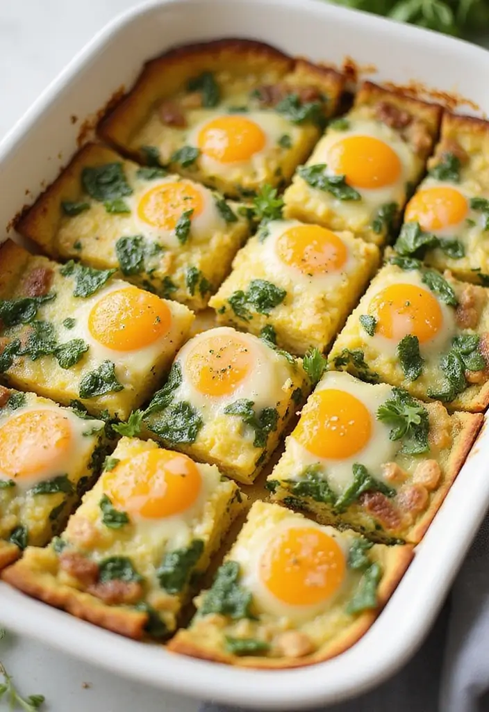25 Low Carb High Protein Family Meals for Dinner Tonight - 21. Egg and Spinach Breakfast Casserole