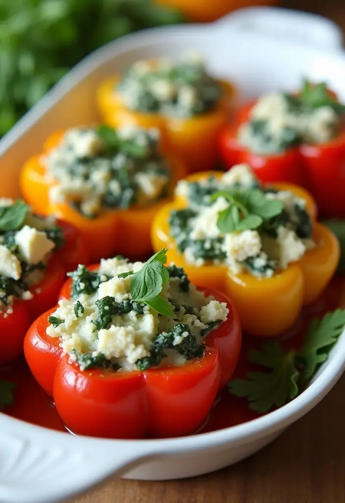26 Easy Healthy Family Meals for Delicious Dinners - 16. Spinach and Feta Stuffed Peppers