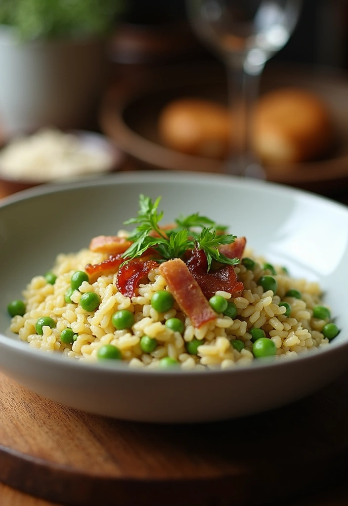 26 Easy Healthy Family Meals for Delicious Dinners - 22. One-Pot Bacon and Pea Risotto