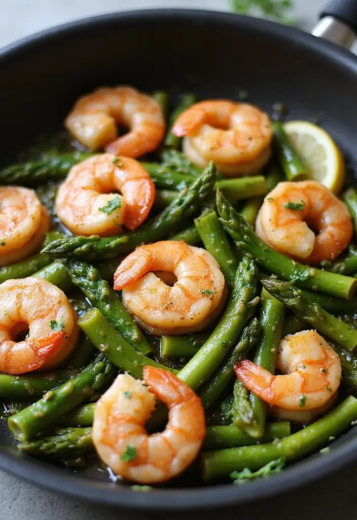 26 Easy Healthy Family Meals for Delicious Dinners - 6. One-Pot Lemon Garlic Shrimp and Asparagus