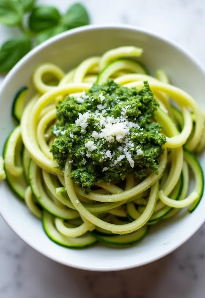 26 Easy Healthy Family Meals for Delicious Dinners - 7. Zucchini Noodles with Pesto