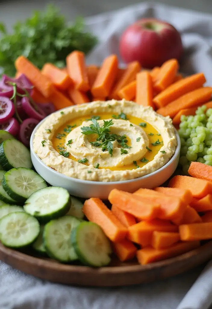 26 Easy Lunch Meal Ideas for the Whole Family - 12. Hummus & Veggie Platter