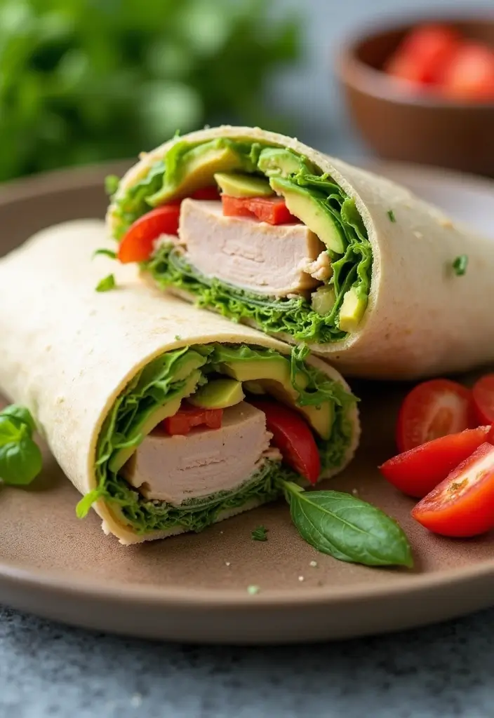 26 Easy Lunch Meal Ideas for the Whole Family - 2. Turkey & Avocado Wraps