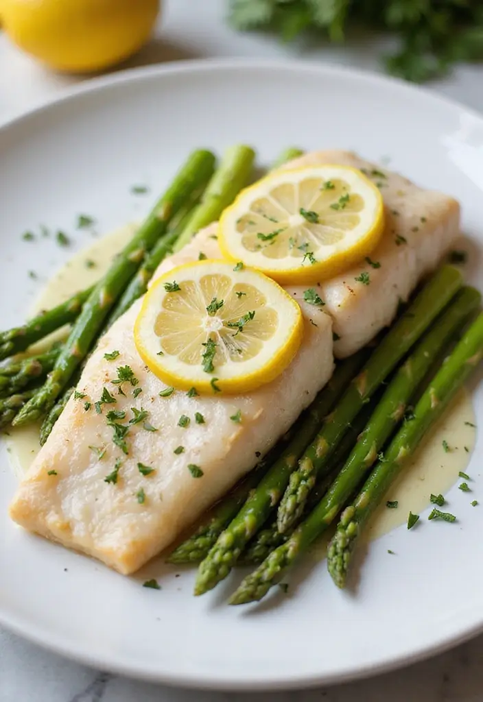 26 Family Friendly Lean and Green Meals That Taste Great - 13. Baked Cod with Asparagus