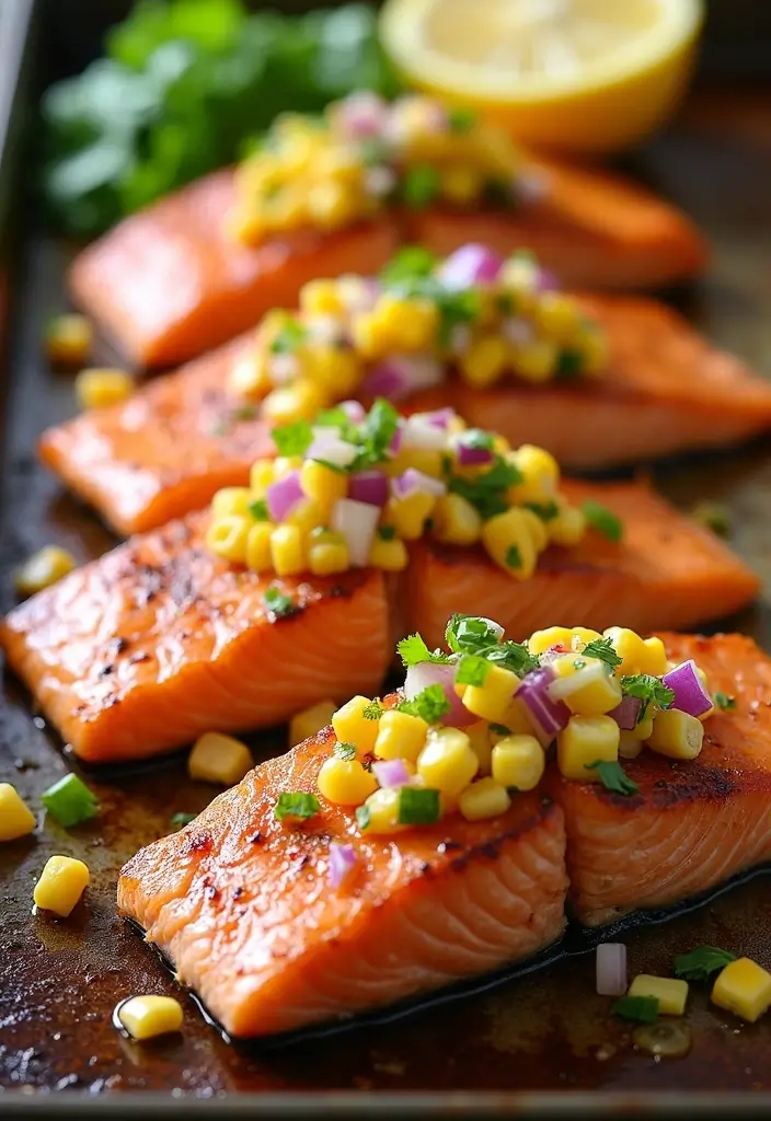 26 Family Friendly Sheet Pan Meal Recipes That Save Time - 11. Chili-Lime Salmon with Corn Salsa