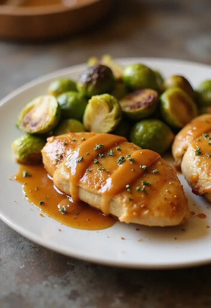 26 Family Friendly Sheet Pan Meal Recipes That Save Time - 19. Maple Dijon Glazed Brussels Sprouts and Chicken