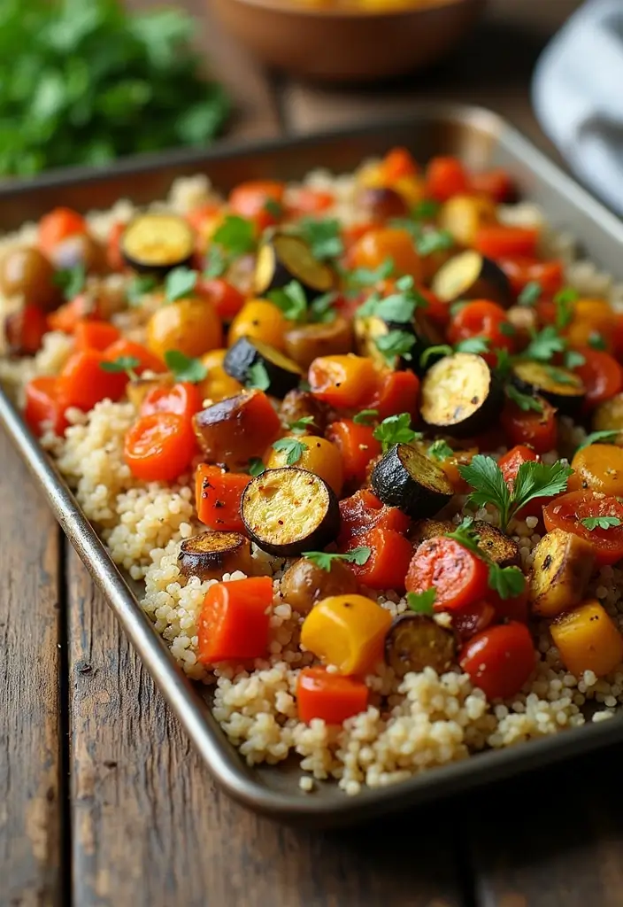 26 Family Friendly Sheet Pan Meal Recipes That Save Time - 3. Mediterranean Vegetable and Quinoa Sheet Pan