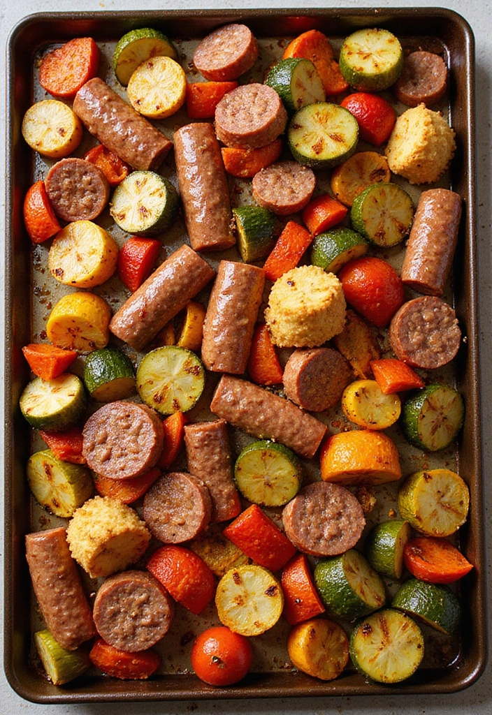 26 Family Friendly Sheet Pan Meal Recipes That Save Time - 6. Sausage and Mixed Vegetables