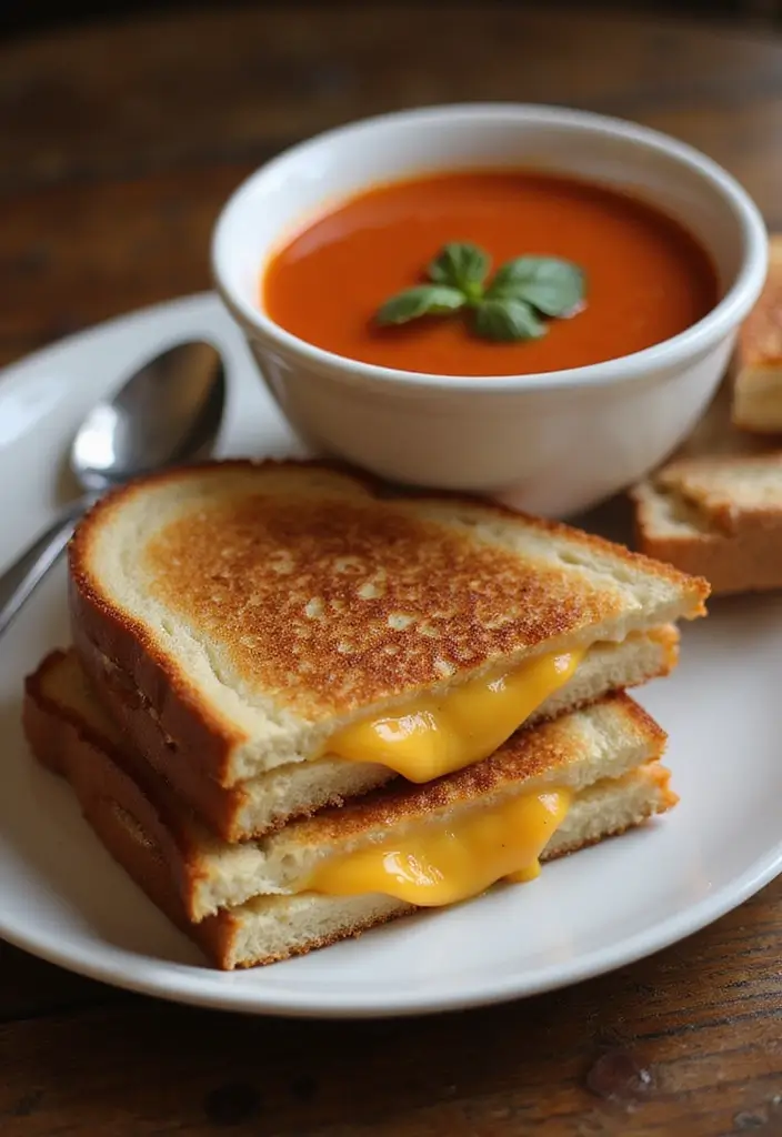 27 Cozy Family Meal Ideas to Create Warm Gatherings 20. Grilled Cheese and Tomato Soup