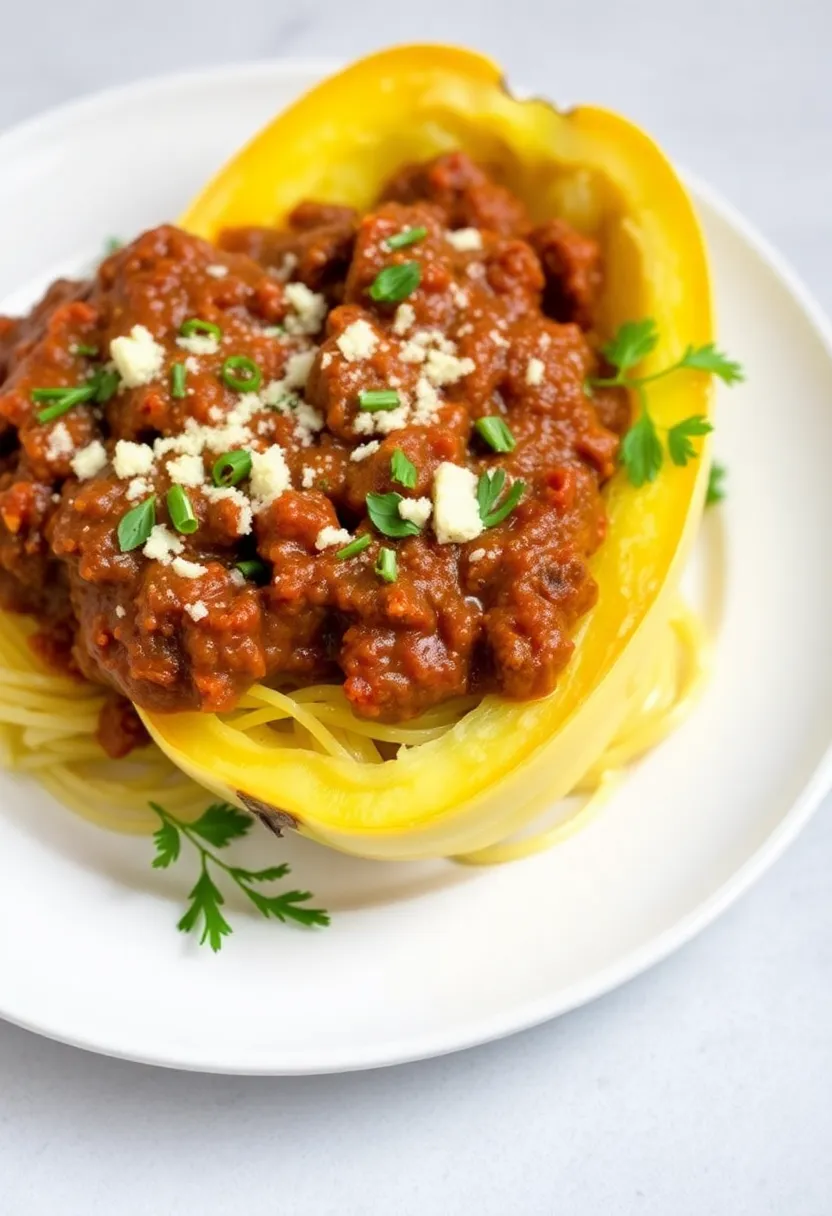 27 Low Carb Meals for the Whole Family to Enjoy - 23. Spaghetti Squash with Meat Sauce