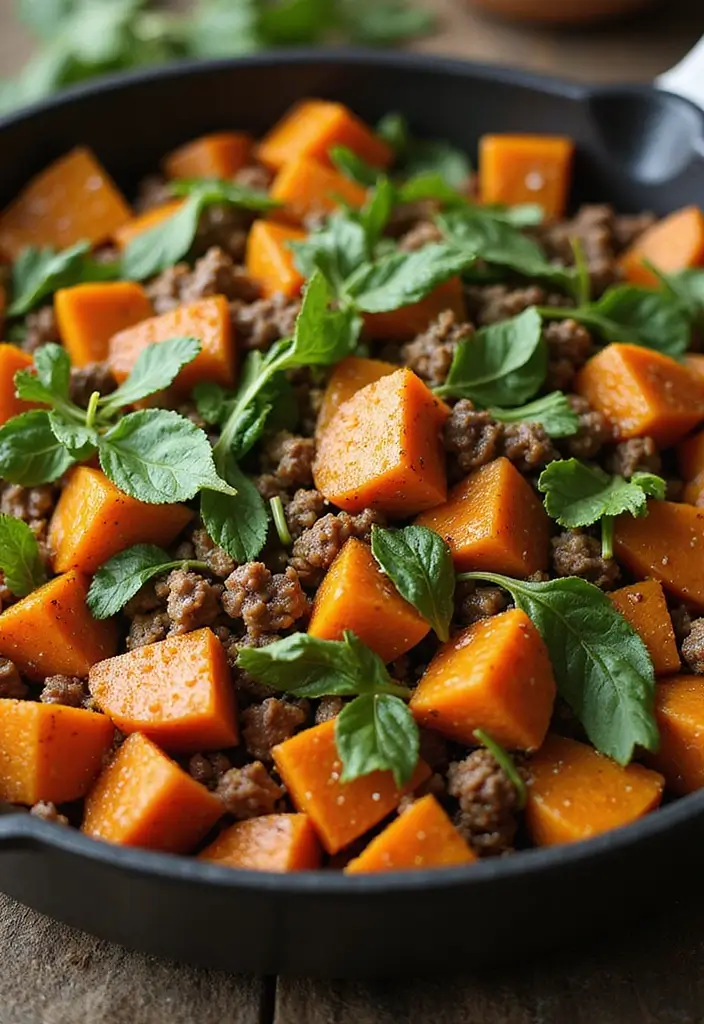 27 Whole30 Family Meal Recipes That Kids Will Actually Eat - 3. Sweet Potato and Beef Skillet