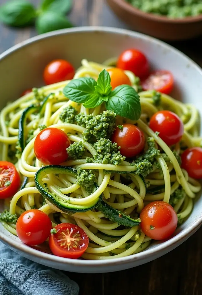 28 Cheap Healthy Meals for Family on a Tight Budget - 11. Zucchini Noodles with Pesto