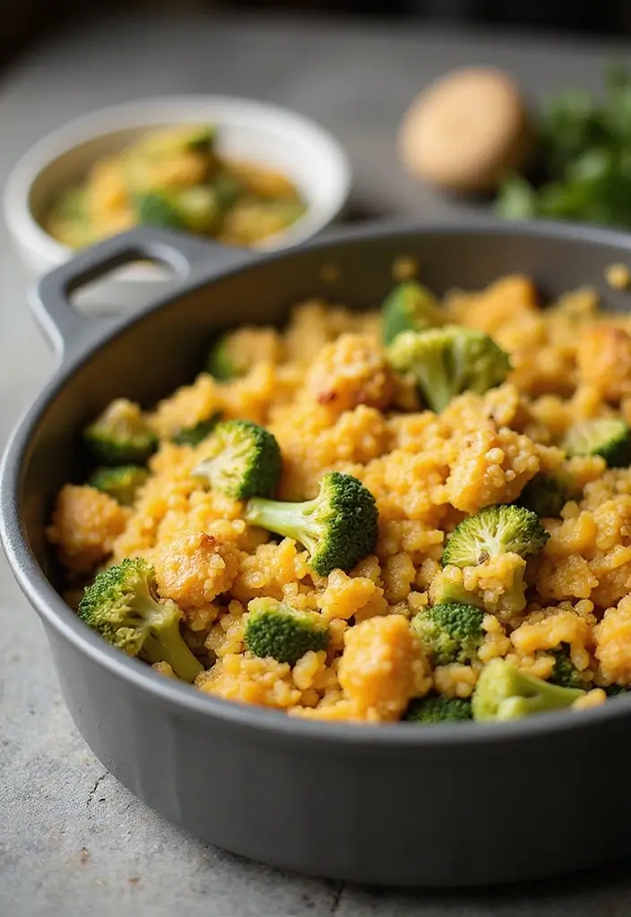 28 Cheap Healthy Meals for Family on a Tight Budget - 18. Broccoli and Cheddar Quinoa Casserole