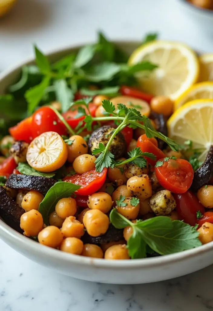 28 Family Friendly 21 Day Fix Meal Recipes That Work - 10. Roasted Vegetable and Chickpea Salad
