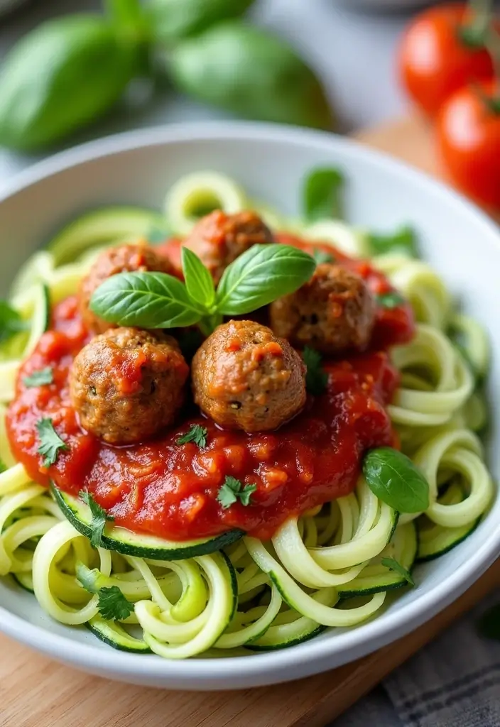 28 Family Friendly 21 Day Fix Meal Recipes That Work - 3. Zucchini Noodles with Marinara and Meatballs