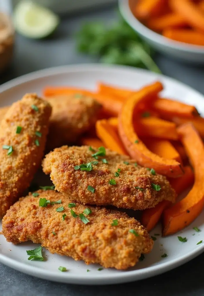 28 Family Friendly 21 Day Fix Meal Recipes That Work - 4. Baked Chicken Tenders with Sweet Potato Fries