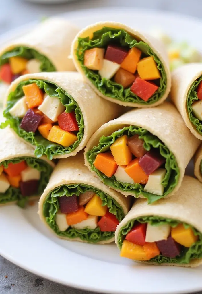 28 Family Friendly Dairy Free Meal Recipes for All Ages - 13. Rainbow Veggie Wraps