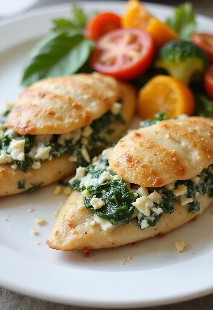 28 Keto Crock Pot Family Meal Recipes for Low Carb Eating - 17. Spinach and Feta Stuffed Chicken