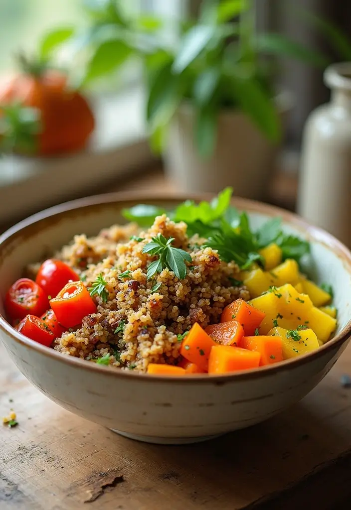 28 Low Calorie Healthy Family Dinner Recipes to Try - 17. Roasted Vegetable Quinoa Bowl