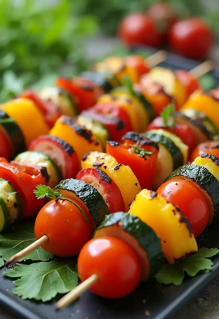 28 Low Calorie Healthy Family Dinner Recipes to Try - 25. Grilled Vegetable Skewers