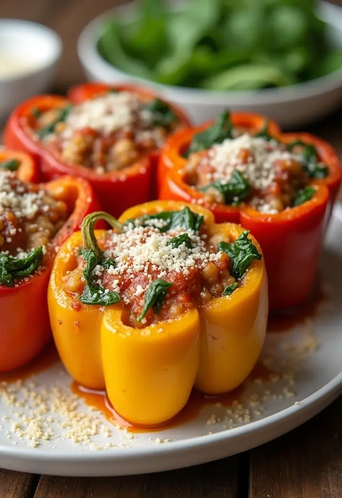 28 Quick Dinner Ideas for Busy Moms and Families - 11. Turkey and Spinach Stuffed Peppers
