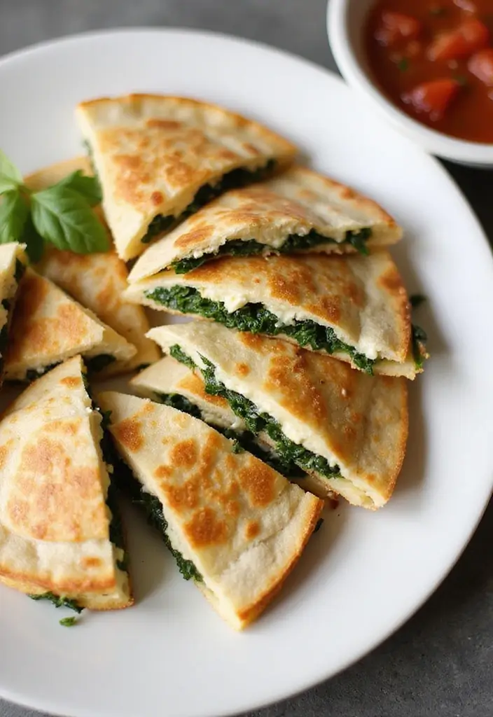 28 Quick Healthy Family Meals for Busy Days - 14. Spinach and Feta Quesadillas