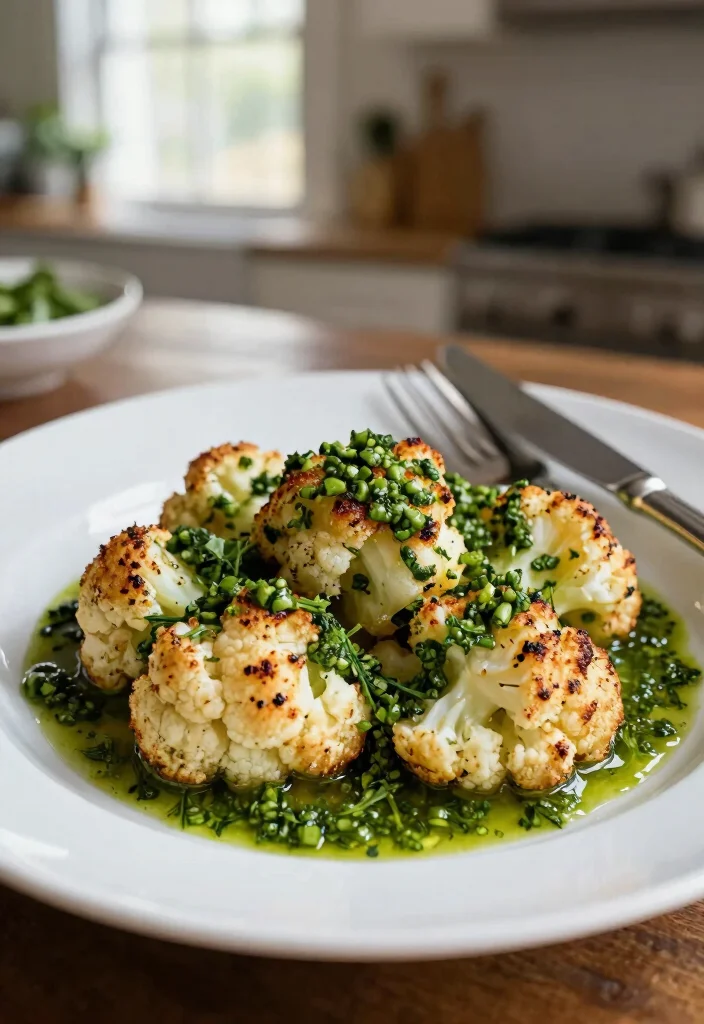 10 Elevated Dinner Recipes for Impressive At Home Meals 1. Herb Crusted Cauliflower Steaks with Chimichurri 0