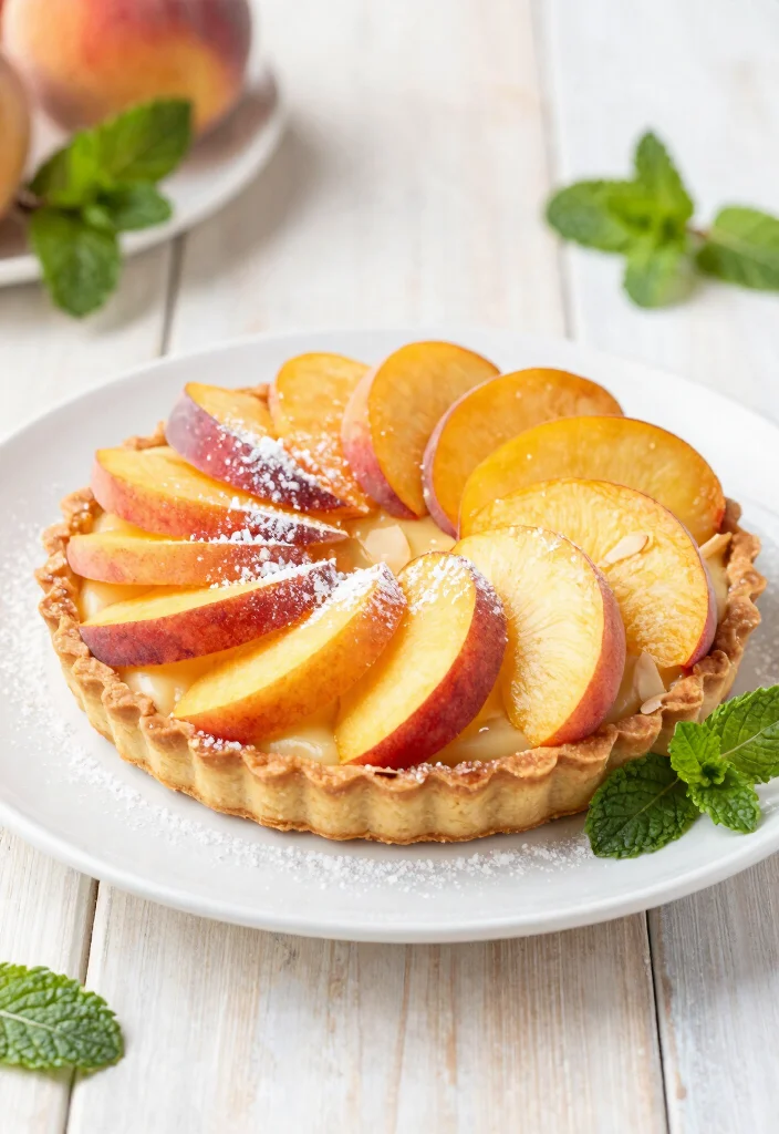 10 Tart Dessert Recipes for Bright Bold Sweet Bakes 4. Peach Almond Tart 0