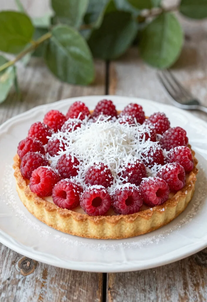 10 Tart Dessert Recipes for Bright Bold Sweet Bakes 5. Raspberry Coconut Tart 0